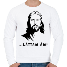 PRINTFASHION ... láttam ám! - Vicces Jézus feliratos minta - Férfi pulóver - Fehér