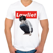PRINTFASHION Lawliet - Férfi V-nyakú póló - Fehér férfi póló