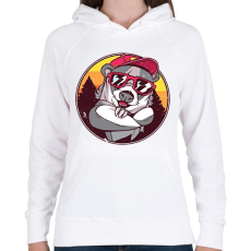 PRINTFASHION Laza borz - Női kapucnis pulóver - Fehér