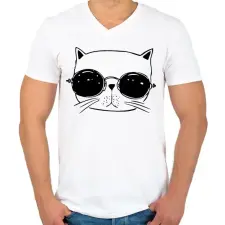 PRINTFASHION Laza macsek - Férfi V-nyakú póló - Fehér férfi póló