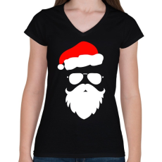 PRINTFASHION Laza mikulás - Női V-nyakú póló - Fekete