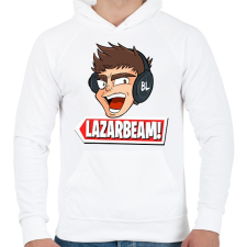 PRINTFASHION lazarbeam - Férfi kapucnis pulóver - Fehér férfi pulóver, kardigán