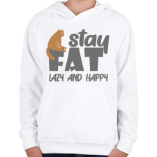 PRINTFASHION Lazy and happy - Gyerek kapucnis pulóver - Fehér gyerek pulóver, kardigán