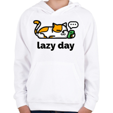 PRINTFASHION Lazy Day - Gyerek kapucnis pulóver - Fehér gyerek pulóver, kardigán