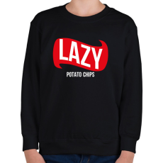 PRINTFASHION Lazy - Potato chips - Gyerek pulóver - Fekete