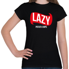 PRINTFASHION Lazy - Potato chips - Női póló - Fekete
