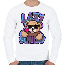 PRINTFASHION Lazy Sunday  - Férfi pulóver - Fehér