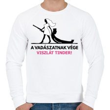 PRINTFASHION Leánybúcsú - A vadászatnak vége, viszlát tinder!  - Férfi pulóver - Fehér női pulóver, kardigán