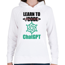 PRINTFASHION Learn to ChatGPT - Női kapucnis pulóver - Fehér női pulóver, kardigán