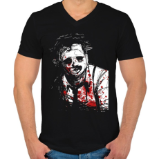 PRINTFASHION Leatherface - Férfi V-nyakú póló - Fekete