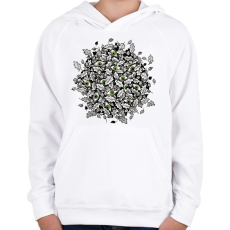 PRINTFASHION Leaves and green eyes - Gyerek kapucnis pulóver - Fehér