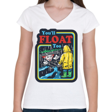 PRINTFASHION Lebegj Pennywise-szal - Női V-nyakú póló - Fehér női póló