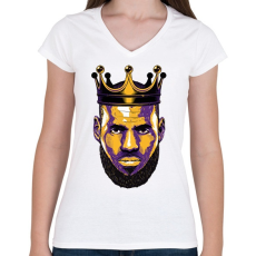 PRINTFASHION Lebron James - Női V-nyakú póló - Fehér