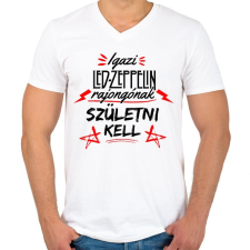 PRINTFASHION Led Zeppelin - Férfi V-nyakú póló - Fehér férfi póló