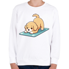 PRINTFASHION Lefelé néző kutya póz - Gyerek pulóver - Fehér