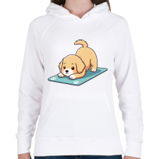 PRINTFASHION Lefelé néző kutya póz - Női kapucnis pulóver - Fehér női pulóver, kardigán