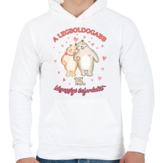 PRINTFASHION Legboldogabb évforduló - Férfi kapucnis pulóver - Fehér