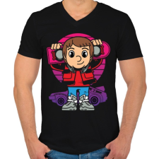 PRINTFASHION Légdeszkás - Férfi V-nyakú póló - Fekete férfi póló