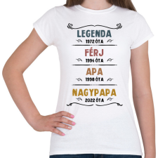 PRINTFASHION Legenda, férj, apa, nagypapa - Női póló - Fehér női póló