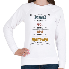 PRINTFASHION Legenda, férj, apa, nagypapa - Női pulóver - Fehér