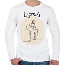 PRINTFASHION Legenda - Lovas minta - Férfi hosszú ujjú póló - Fehér férfi póló