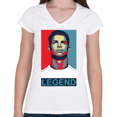 PRINTFASHION Legenda - Női V-nyakú póló - Fehér