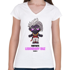 PRINTFASHION Legendary Raz - Fortnite Season 6 - Női V-nyakú póló - Fehér női póló