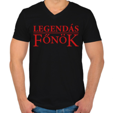 PRINTFASHION Legendás főnök - Férfi V-nyakú póló - Fekete
