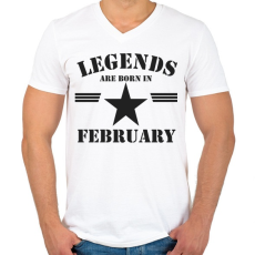 PRINTFASHION Legends are born in february - Férfi V-nyakú póló - Fehér