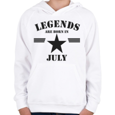 PRINTFASHION Legends are born in july - Gyerek kapucnis pulóver - Fehér