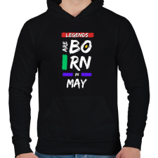PRINTFASHION Legends are born in may - Férfi kapucnis pulóver - Fekete férfi pulóver, kardigán