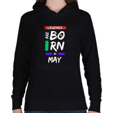 PRINTFASHION Legends are born in may - Női kapucnis pulóver - Fekete női pulóver, kardigán