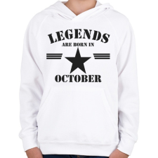 PRINTFASHION Legends are born in october - Gyerek kapucnis pulóver - Fehér gyerek pulóver, kardigán