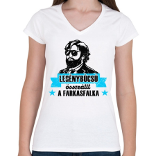 PRINTFASHION Legénybúcsú Farkasfalka - Női V-nyakú póló - Fehér női póló