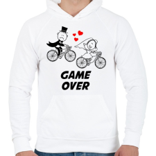 PRINTFASHION Legénybúcsú - GAME OVER - Férfi kapucnis pulóver - Fehér férfi pulóver, kardigán