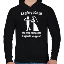 PRINTFASHION Legénybúcsú - ma még mindenre kapható vagyok 2 - Férfi kapucnis pulóver - Fekete férfi pulóver, kardigán