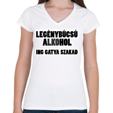 PRINTFASHION Legénybúcsú - Női V-nyakú póló - Fehér női póló