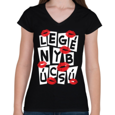 PRINTFASHION Legénybúcsú - Női V-nyakú póló - Fekete