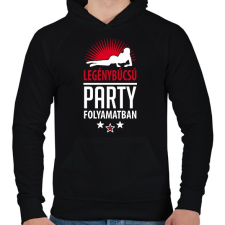 PRINTFASHION Legénybúcsú party folyamatban 2 - Férfi kapucnis pulóver - Fekete férfi pulóver, kardigán