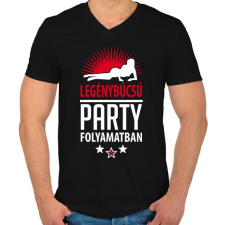 PRINTFASHION Legénybúcsú party folyamatban 2 - Férfi V-nyakú póló - Fekete férfi póló