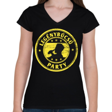 PRINTFASHION Legénybúcsú party - Női V-nyakú póló - Fekete