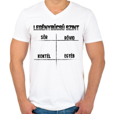 PRINTFASHION Legénybúcsú szint - Férfi V-nyakú póló - Fehér