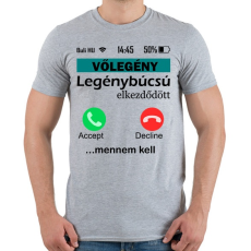PRINTFASHION legénybúcsú telefonos vőlegény - Férfi póló - Sport szürke