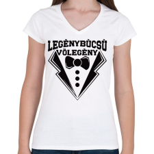 PRINTFASHION Legénybúcsú vőlegény - Női V-nyakú póló - Fehér női póló