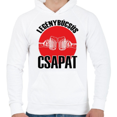 PRINTFASHION Legénybúcsús csapat - Férfi kapucnis pulóver - Fehér