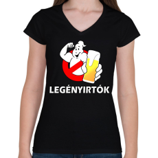 PRINTFASHION Legényirtok - Női V-nyakú póló - Fekete