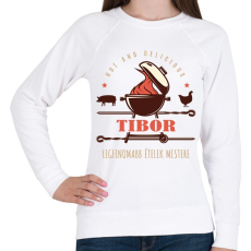 PRINTFASHION Legfinomabb ételek mestere - Névvel - Női pulóver - Fehér