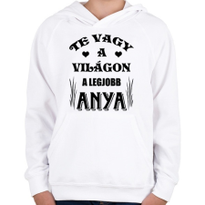 PRINTFASHION Legjobb anya - Gyerek kapucnis pulóver - Fehér gyerek pulóver, kardigán