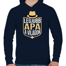 PRINTFASHION Legjobb apa a világon - Férfi kapucnis pulóver - Sötétkék