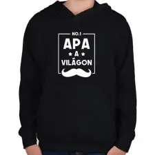 PRINTFASHION Legjobb Apa a világon - Gyerek kapucnis pulóver - Fekete gyerek pulóver, kardigán